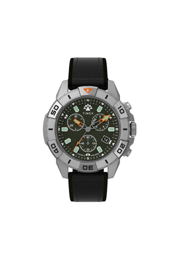 Timex Zegarek Expedition Ridge Chronograph TW2W16100 Czarny. Kolor: czarny. Materiał: skóra