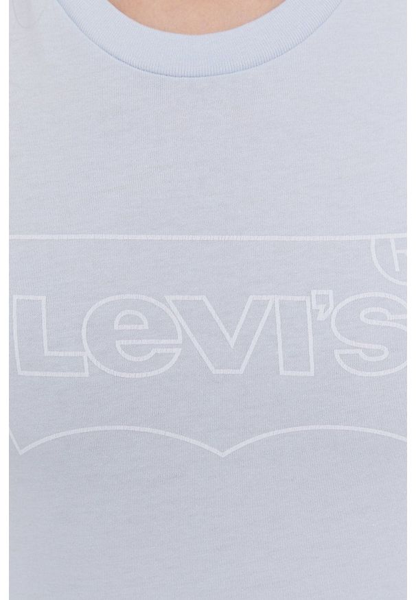 Levi's® - Levi's T-shirt damski. Okazja: na co dzień, na spotkanie biznesowe. Kolor: niebieski. Materiał: dzianina. Wzór: nadruk. Styl: biznesowy, casual