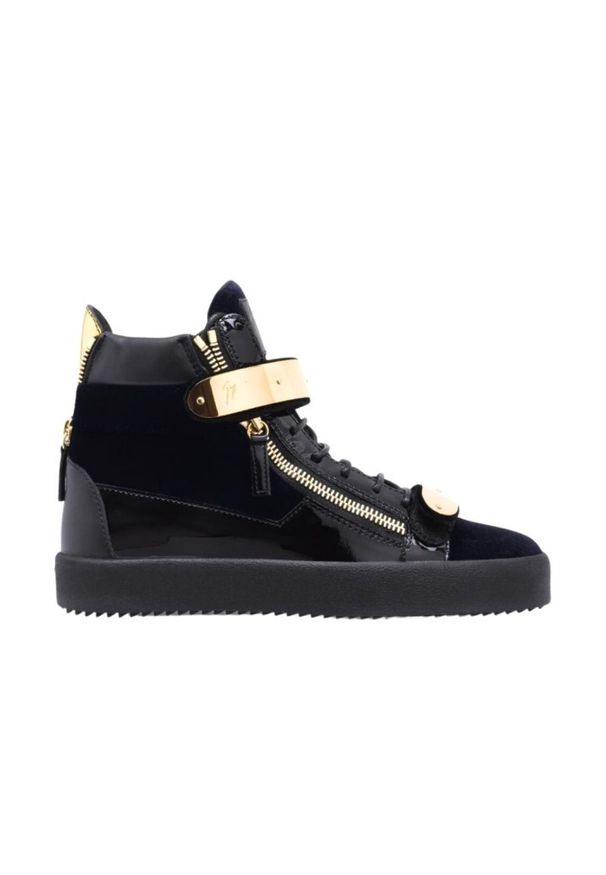Giuseppe Zanotti - GIUSEPPE ZANOTTI Granatowe wysokie sneakersy, Rozmiar 42,5. Kolor: niebieski