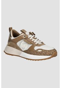 Michael Kors - MICHAEL KORS Logowane sneakersy damskie Theo Trainer, Rozmiar 37. Okazja: na co dzień. Kolor: brązowy #1