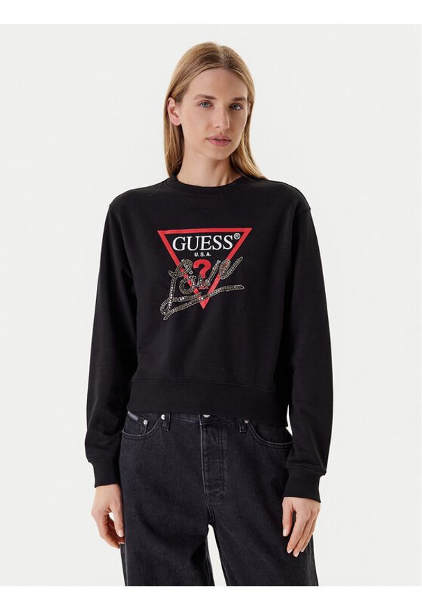 Guess Bluza W5YQ06 KB681 Czarny Regular Fit. Kolor: czarny. Materiał: syntetyk