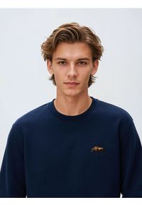 Reserved - Bluza z haftem - granatowy. Kolor: niebieski. Materiał: dzianina, bawełna. Wzór: haft #1