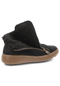 Czarne Botki Rieker Ocieplane Płaskie Buty Damskie. Okazja: na co dzień. Zapięcie: sznurówki. Kolor: czarny. Materiał: materiał. Szerokość cholewki: normalna. Styl: casual #9