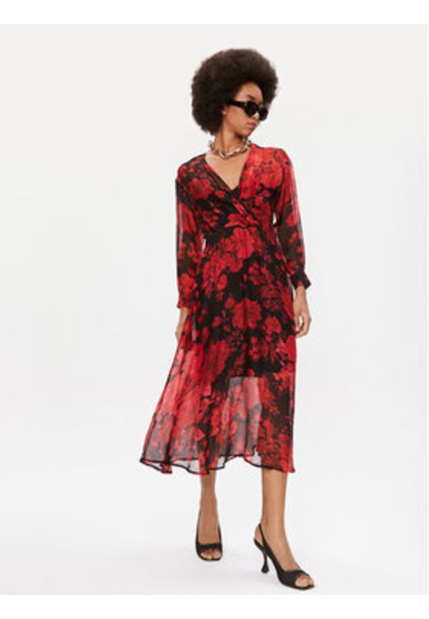 Liu Jo Sukienka codzienna CF3337 T3079 Czerwony Regular Fit. Okazja: na co dzień. Kolor: czerwony. Materiał: wiskoza, jedwab. Typ sukienki: proste. Styl: casual