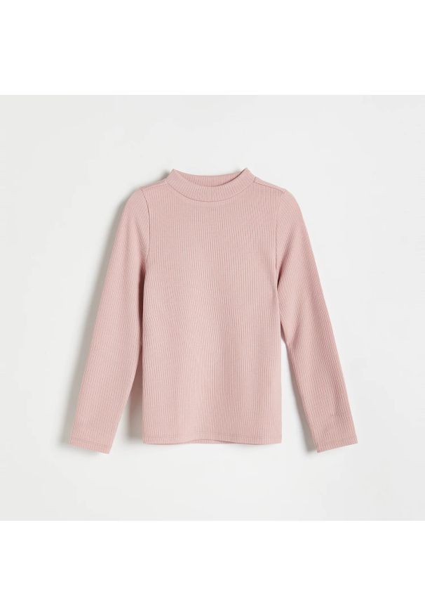 Reserved - Prążkowana bluzka - Różowy. Kolor: różowy. Materiał: prążkowany