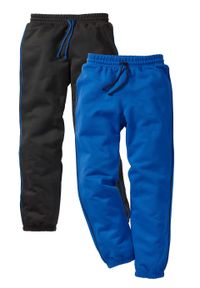 Spodnie chłopięce dresowe (2 pary) bonprix czarny + lazurowy niebieski. Kolor: czarny. Materiał: dresówka. Styl: retro, klasyczny #1