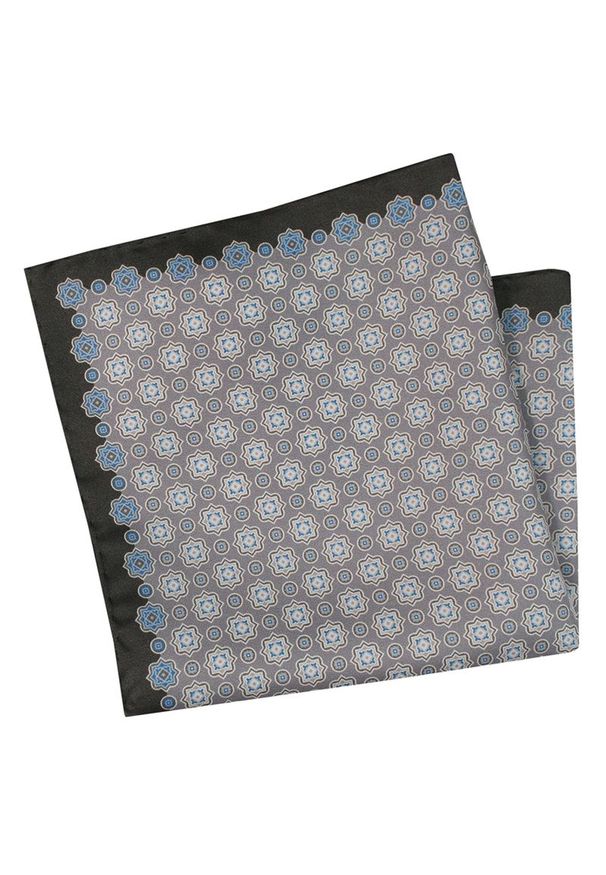 Szara poszetka EM Men's Accessories w geometryczne wzory