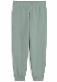 Puma - Dziecięce polarowe spodnie dresowe ESS z logo No. 1 PUMA Green Moon. Okazja: na co dzień. Kolor: zielony. Materiał: dresówka, polar. Wzór: nadruk. Styl: elegancki, casual