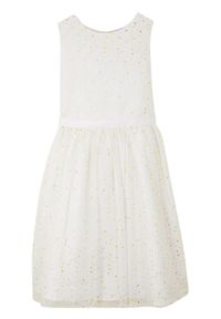 Sukienka dziewczęca na uroczyste okazje bonprix biało-złoty. Kolor: biały. Materiał: materiał, poliester. Wzór: nadruk #1