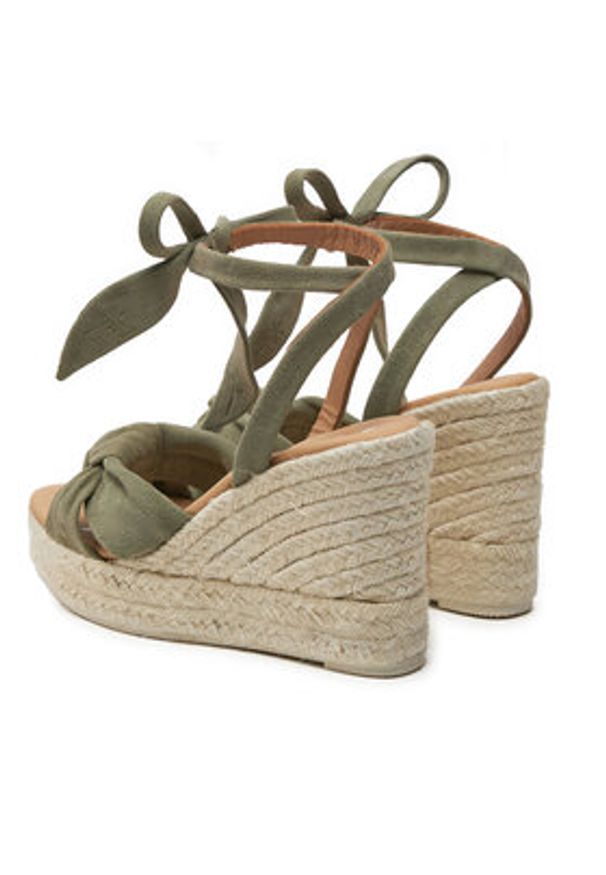 Manebi Espadryle Hamptons Wedge Espadrilles With Knot W 0.1 WS Zielony. Kolor: zielony. Materiał: zamsz, skóra