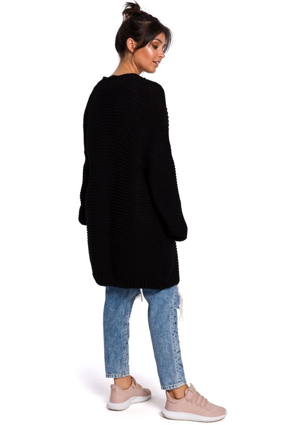 BE Knit - Fantastyczny sweter kardigan z grubej przędzy. Materiał: akryl. Długość: długie. Wzór: ze splotem