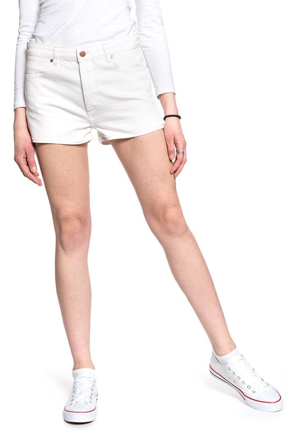 Wrangler - WRANGLER THE SHORT VINTAGE WHITE W27XWMX1Y. Materiał: jeans. Styl: vintage