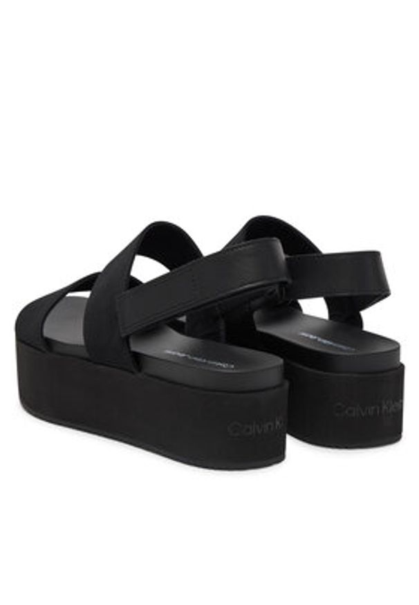Calvin Klein Jeans Sandały Flatform Sandal Sling In YW0YW01788 Czarny. Kolor: czarny. Materiał: materiał
