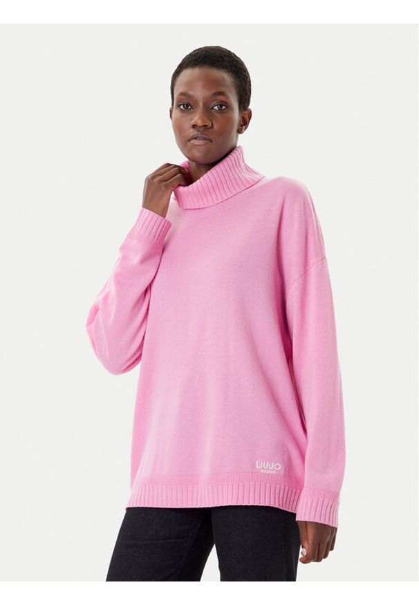 Liu Jo Sport Golf TF5179 MS026 Różowy Regular Fit. Typ kołnierza: golf. Kolor: różowy. Materiał: wełna. Styl: sportowy