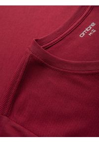 Ombre Clothing - T-shirt LOOSE FIT męski z kieszonką – czerwony V3 - Rozmiar: XL. Okazja: na co dzień. Kolor: czerwony. Materiał: prążkowany, bawełna. Wzór: aplikacja. Styl: klasyczny, casual #6