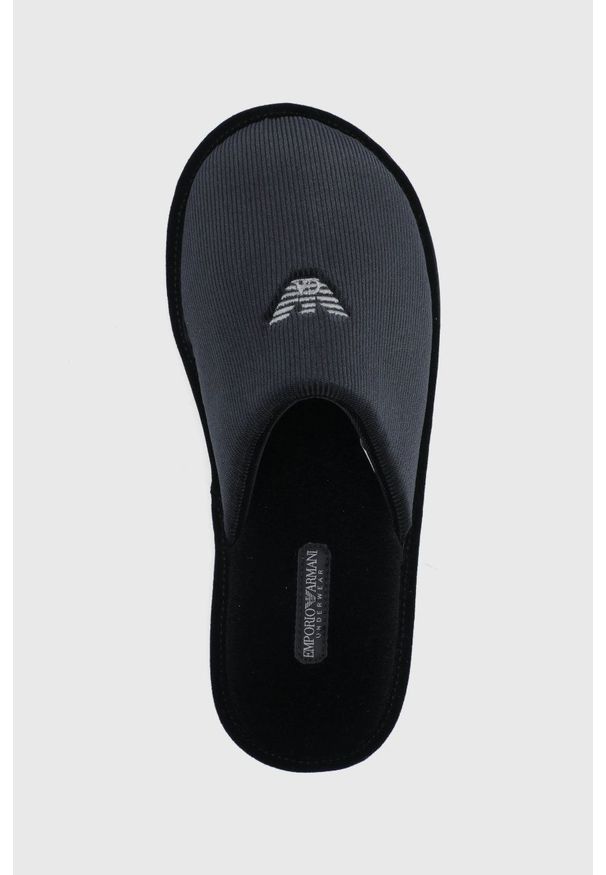 EA7 Emporio Armani Kapcie kolor czarny. Kolor: czarny. Materiał: materiał, guma. Wzór: gładki