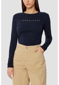 Tommy Jeans - TOMMY JEANS Granatowy damski longsleeve, Rozmiar S. Kolor: niebieski. Długość rękawa: długi rękaw