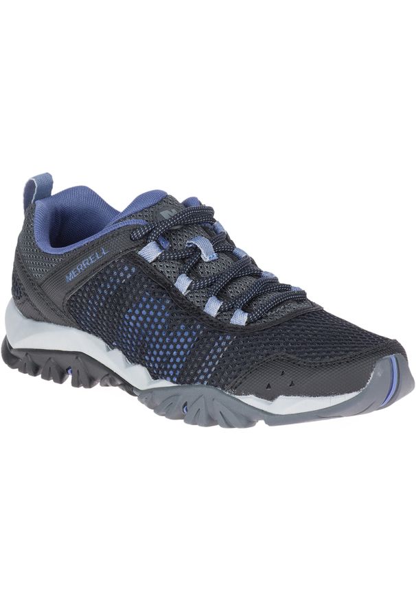 Buty turystyczne damskie Merrell Riverbed. Kolor: wielokolorowy, czarny, fioletowy. Materiał: mesh, skóra, syntetyk. Sezon: lato