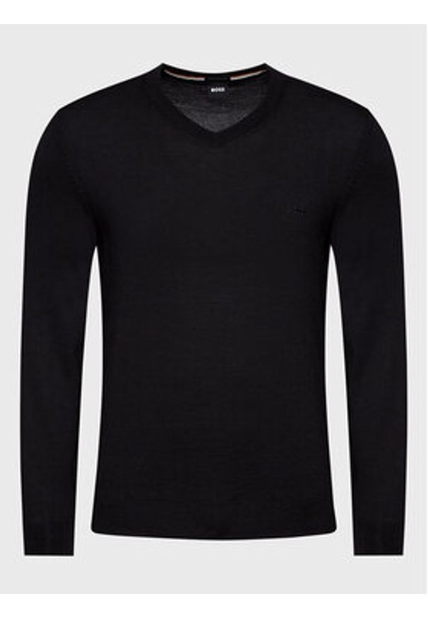 BOSS - Boss Sweter Baram-L 50476363 Czarny Regular Fit. Kolor: czarny. Materiał: wełna