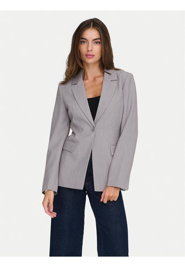 only - ONLY Marynarka Raven 15357457 Szary Slim Fit. Kolor: szary. Materiał: syntetyk