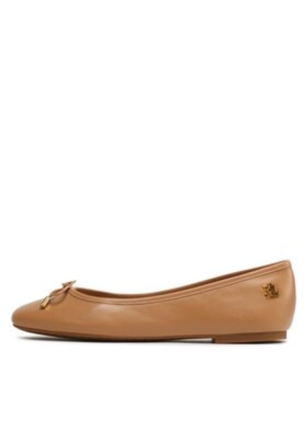 Lauren Ralph Lauren - LAUREN RALPH LAUREN Baleriny Jayna 802824650015 Brązowy. Kolor: brązowy. Materiał: skóra