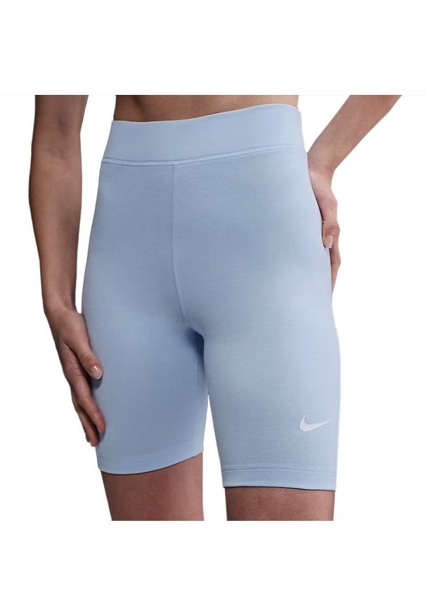 Spodenki damskie Nike Sportswear Classic DV7797-423 - niebieskie. Stan: podwyższony. Kolor: niebieski. Materiał: poliester, bawełna, materiał, elastan