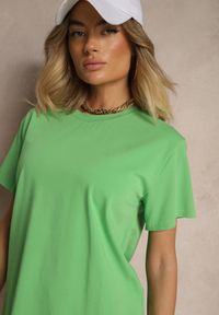 Renee - Zielony Bawełniany Basicowy T-shirt Lorseli. Okazja: na co dzień. Kolor: zielony. Materiał: bawełna. Styl: klasyczny, casual, elegancki