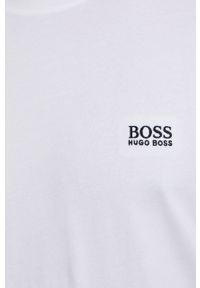 BOSS - Boss T-shirt męski kolor biały gładki. Okazja: na co dzień. Kolor: biały. Materiał: dzianina, bawełna. Wzór: gładki. Styl: casual