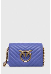 Pinko torebka skórzana kolor fioletowy. Kolor: fioletowy. Materiał: skórzane. Rodzaj torebki: na ramię #1