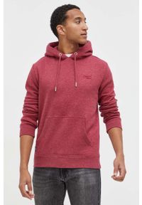 Superdry bluza męska kolor czerwony z kapturem melanżowa. Typ kołnierza: kaptur. Kolor: czerwony. Materiał: bawełna. Wzór: melanż #2
