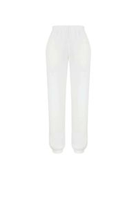 DOLLINA - Białe spodnie dresowe. Kolor: biały. Materiał: dresówka. Wzór: haft #4