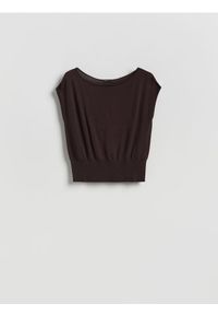 Reserved - Bluzka z wiskozą - brązowy. Kolor: brązowy. Materiał: wiskoza #1