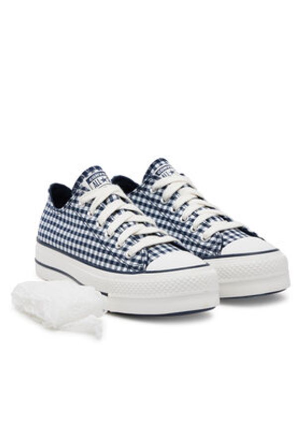 Converse Trampki Chuck Taylor All Star Lift Platform Gingham A13664C Granatowy. Kolor: niebieski. Materiał: materiał. Obcas: na platformie