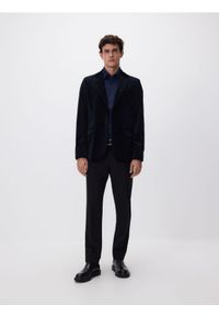 Reserved - Gładka koszula super slim fit - granatowy. Kolor: niebieski. Materiał: dzianina. Wzór: gładki