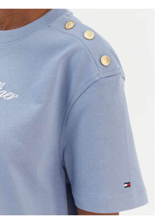 TOMMY HILFIGER - Tommy Hilfiger T-Shirt Script WW0WW47819 Niebieski Regular Fit. Kolor: niebieski. Materiał: bawełna