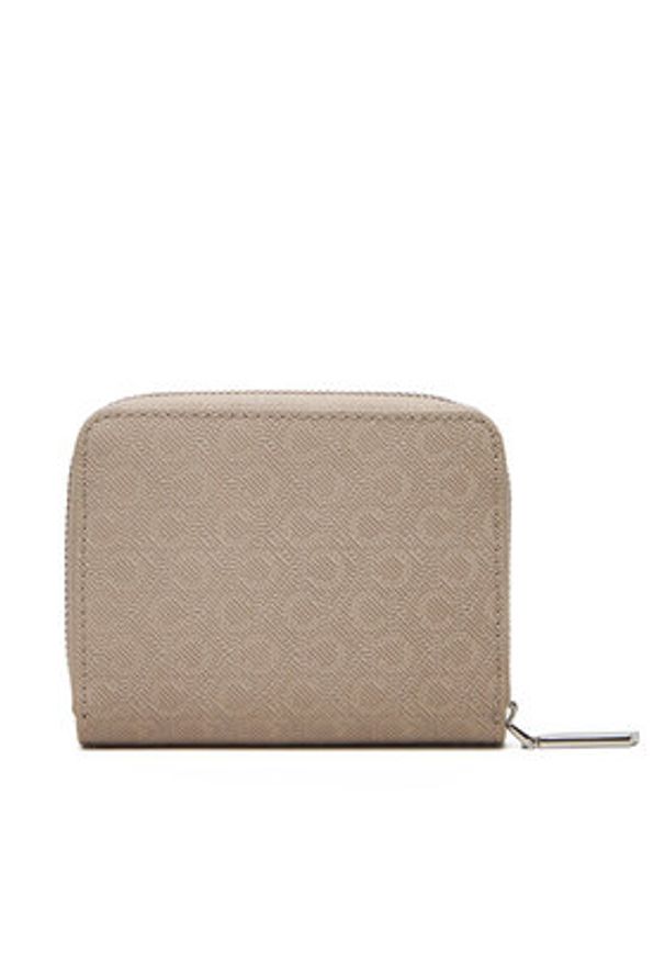 Calvin Klein Mały Portfel Damski Ck Must Aop Md Zip Around W Flap LV04F1037G Beżowy. Kolor: beżowy. Materiał: skóra
