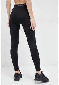 Calvin Klein Performance legginsy treningowe CK Athletic kolor czarny gładkie. Stan: podwyższony. Kolor: czarny. Materiał: skóra. Wzór: gładki #3