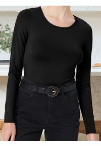 Sinsay - Body z długimi rękawami - czarny. Kolor: czarny. Długość rękawa: długi rękaw. Długość: długie #1