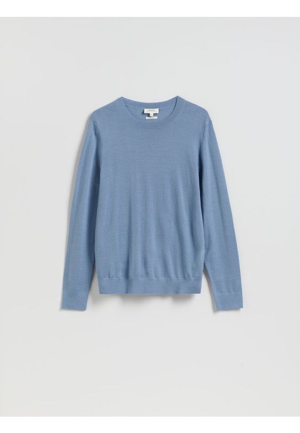 Reserved - Sweter z wełny merino - jasnoniebieski. Kolor: niebieski. Materiał: wełna