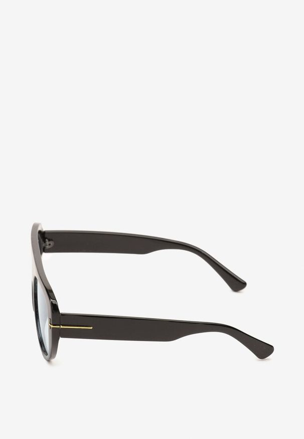 Born2be - Czarno-Niebieskie Okulary Przeciwsłoneczne z Filtrem UV i Szeroką Oprawką Frozea. Kolor: czarny