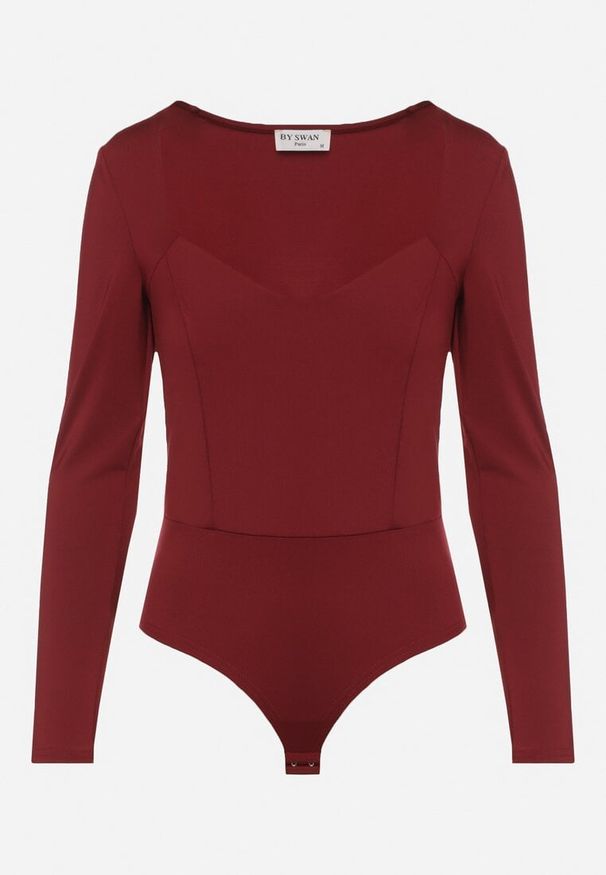 Born2be - Bordowe Body z Wiskozą i Kwadratowym Dekoltem Labiene. Okazja: na co dzień. Typ kołnierza: dekolt kwadratowy. Kolor: czerwony. Materiał: wiskoza. Długość rękawa: długi rękaw. Długość: długie. Styl: elegancki, casual