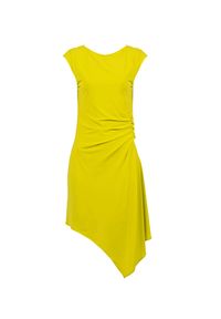 Patrizia Pepe Sukienka | 8A0941 J015 | Kobieta | Żółty. Kolor: żółty. Materiał: acetat, elastan, poliamid. Długość rękawa: krótki rękaw. Wzór: aplikacja. Typ sukienki: asymetryczne, dopasowane. Długość: mini #6
