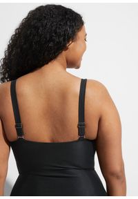 bonprix - Kostium kąpielowy shape z kopertowym dekoltem, średni stopień modelowania sylwetki. Kolor: czarny. Materiał: materiał #3