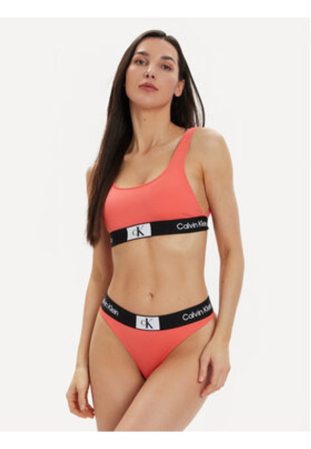 Calvin Klein Swimwear Dół od bikini KW0KW02352 Koralowy. Kolor: pomarańczowy. Materiał: syntetyk