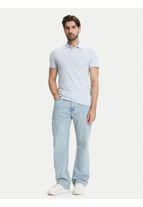 Lacoste Polo PH5056 Błękitny Slim Fit. Typ kołnierza: polo. Kolor: niebieski. Materiał: bawełna