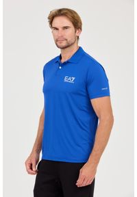 EA7 Emporio Armani - EA7 Niebieska męska koszulka polo Ventus 7, Rozmiar M. Typ kołnierza: polo. Kolor: niebieski #3