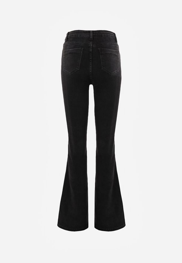 Renee - Czarne Jeansy Dzwony Briris. Okazja: na co dzień, do pracy, na spotkanie biznesowe. Stan: podwyższony. Kolekcja: dla wysokich. Kolor: czarny. Sezon: lato. Styl: casual, biznesowy, elegancki