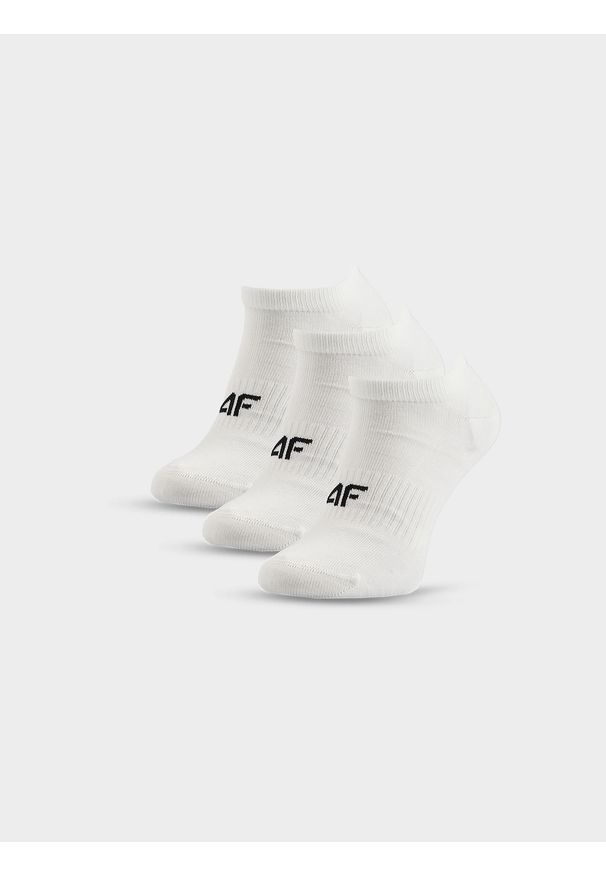 4f - 4F Skarpetki krótkie (3-pack) damskie - białe 35-38. Kolor: biały. Materiał: bawełna. Wzór: prążki. Sport: turystyka piesza