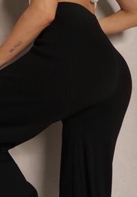 Renee - Czarne Szerokie Spodnie z Wiskozą Eralenna. Okazja: na co dzień. Kolor: czarny. Materiał: wiskoza. Wzór: aplikacja. Styl: klasyczny, elegancki, casual #4