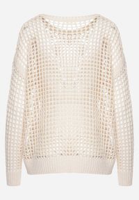 Born2be - Beżowa Ażurowa Bluzka z Szydełkowej Dzianiny Zavara. Okazja: na co dzień. Kolor: beżowy. Materiał: dzianina. Wzór: ażurowy. Styl: casual, elegancki #7